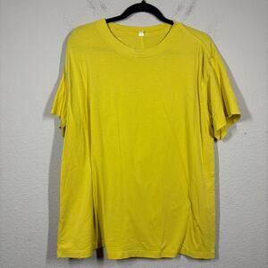 Lululemon Womens 10 Crew Neck Tee Yellow Boxy Pullover Short Sleeves